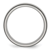 Stainless Steel Brushed w/Black Rubber 8mm Band