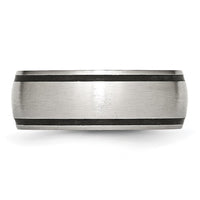 Stainless Steel Brushed w/Black Rubber 8mm Band