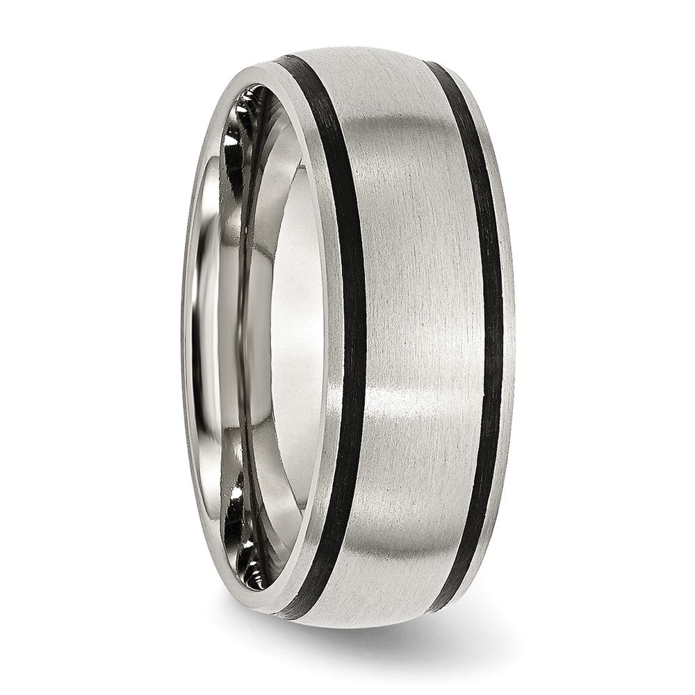 Stainless Steel Brushed w/Black Rubber 8mm Band