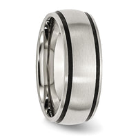 Stainless Steel Brushed w/Black Rubber 8mm Band