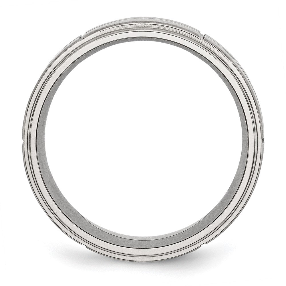 Stainless Steel Brushed/Polished Grooved 8mm Ridged Edge Band