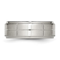 Stainless Steel Brushed/Polished Grooved 8mm Ridged Edge Band