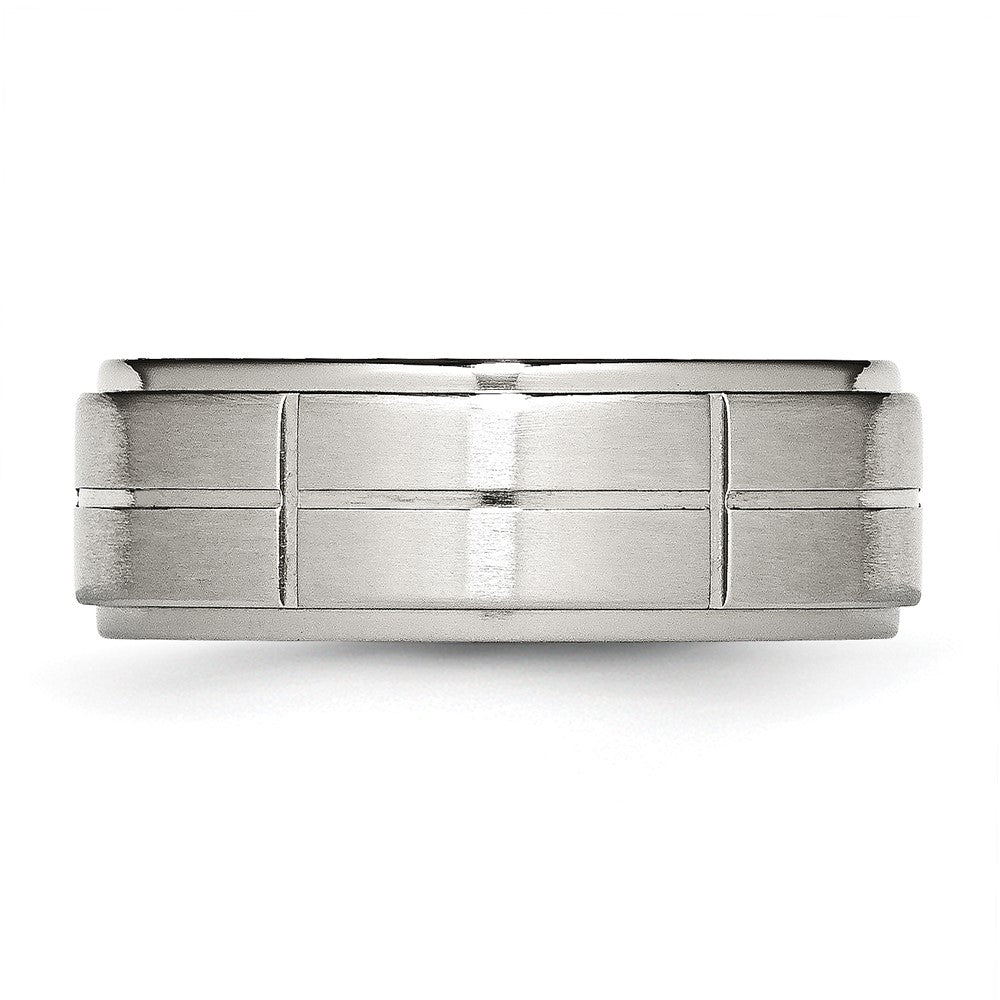 Stainless Steel Brushed/Polished Grooved 8mm Ridged Edge Band