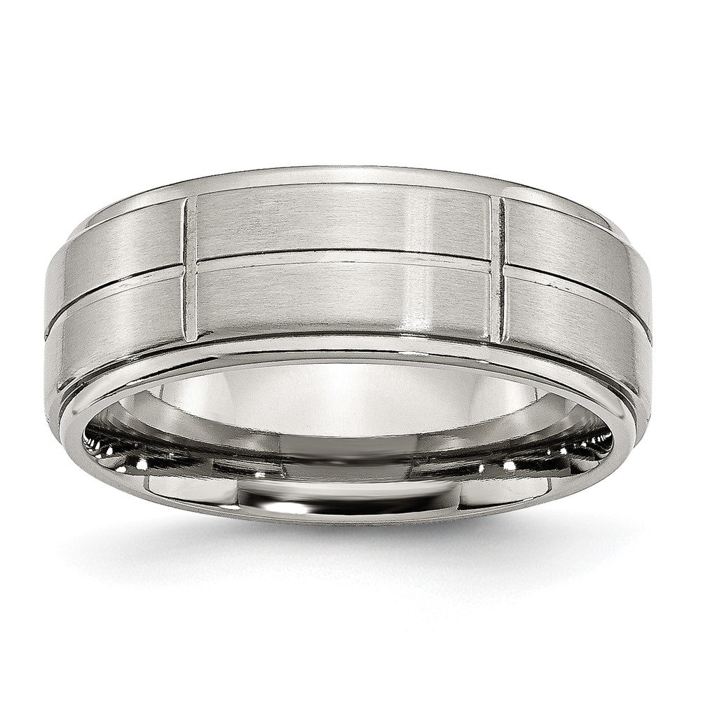 Stainless Steel Brushed/Polished Grooved 8mm Ridged Edge Band