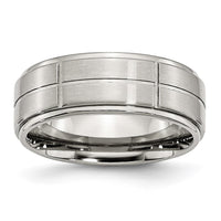 Stainless Steel Brushed/Polished Grooved 8mm Ridged Edge Band