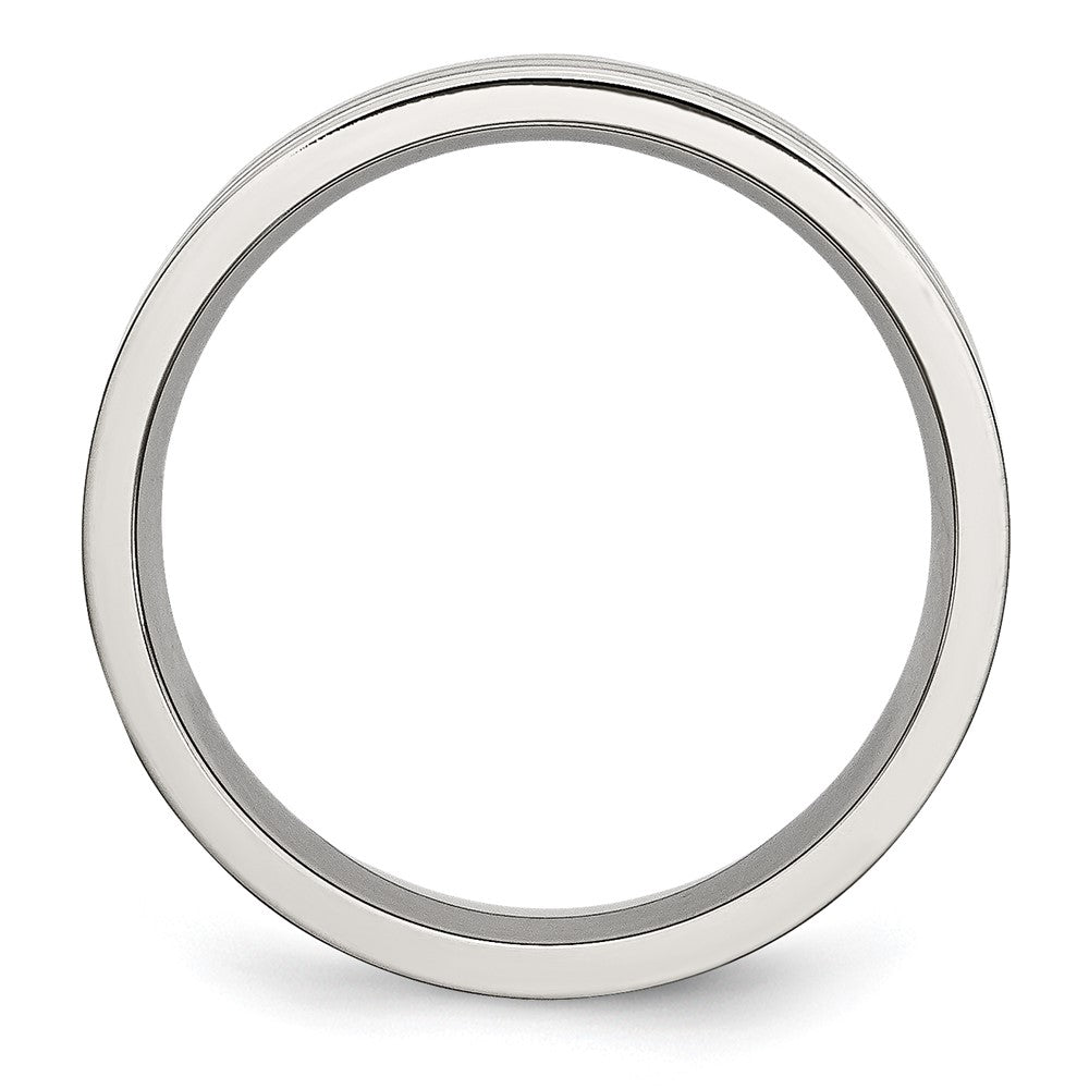 Stainless Steel Polished w/Satin Center 6mm Grooved Band