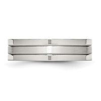Stainless Steel Polished w/Satin Center 6mm Grooved Band