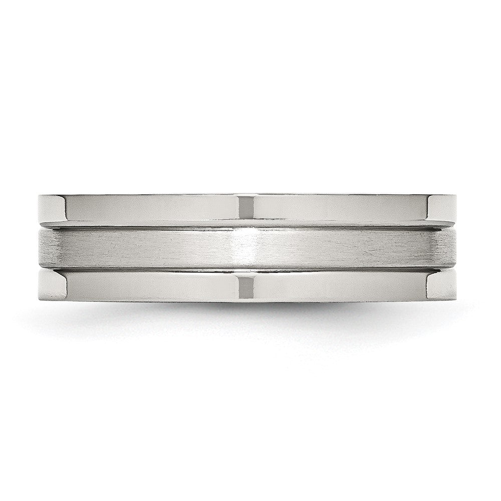 Stainless Steel Polished w/Satin Center 6mm Grooved Band