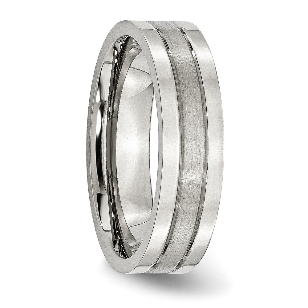 Stainless Steel Polished w/Satin Center 6mm Grooved Band