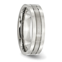 Stainless Steel Polished w/Satin Center 6mm Grooved Band