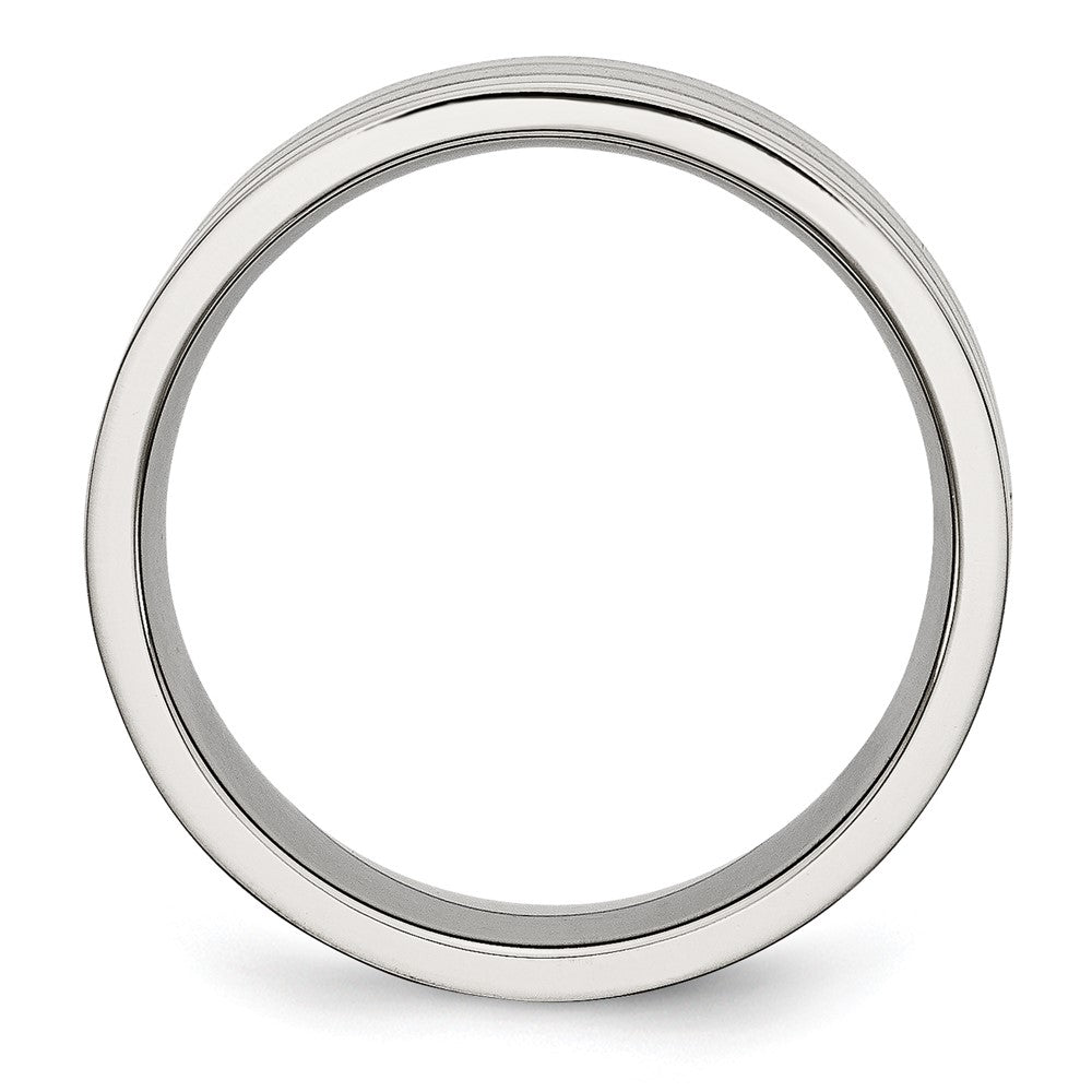 Stainless Steel Polished w/Satin Center 8mm Grooved Band