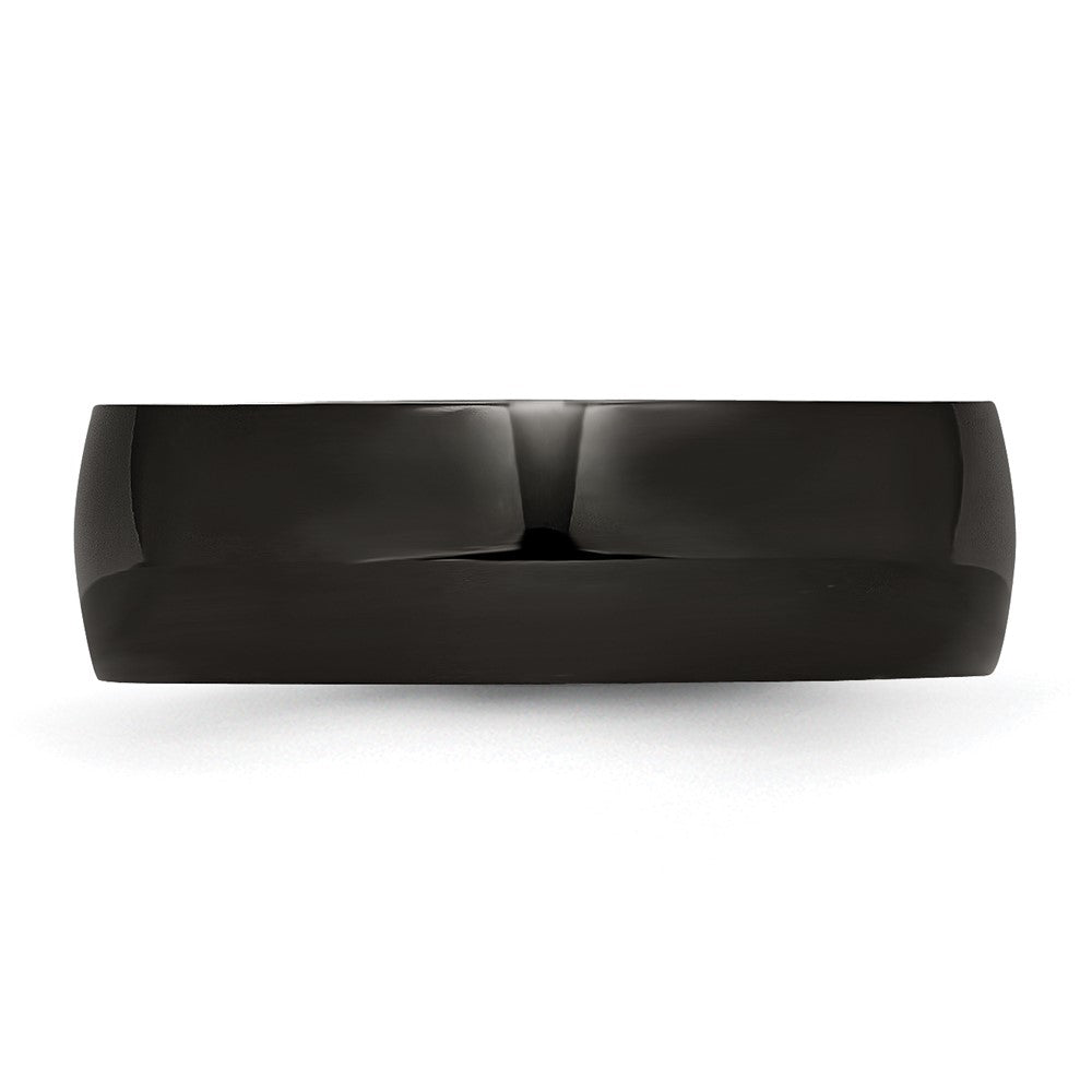 Stainless Steel 7mm Black IP-plated Polished Band