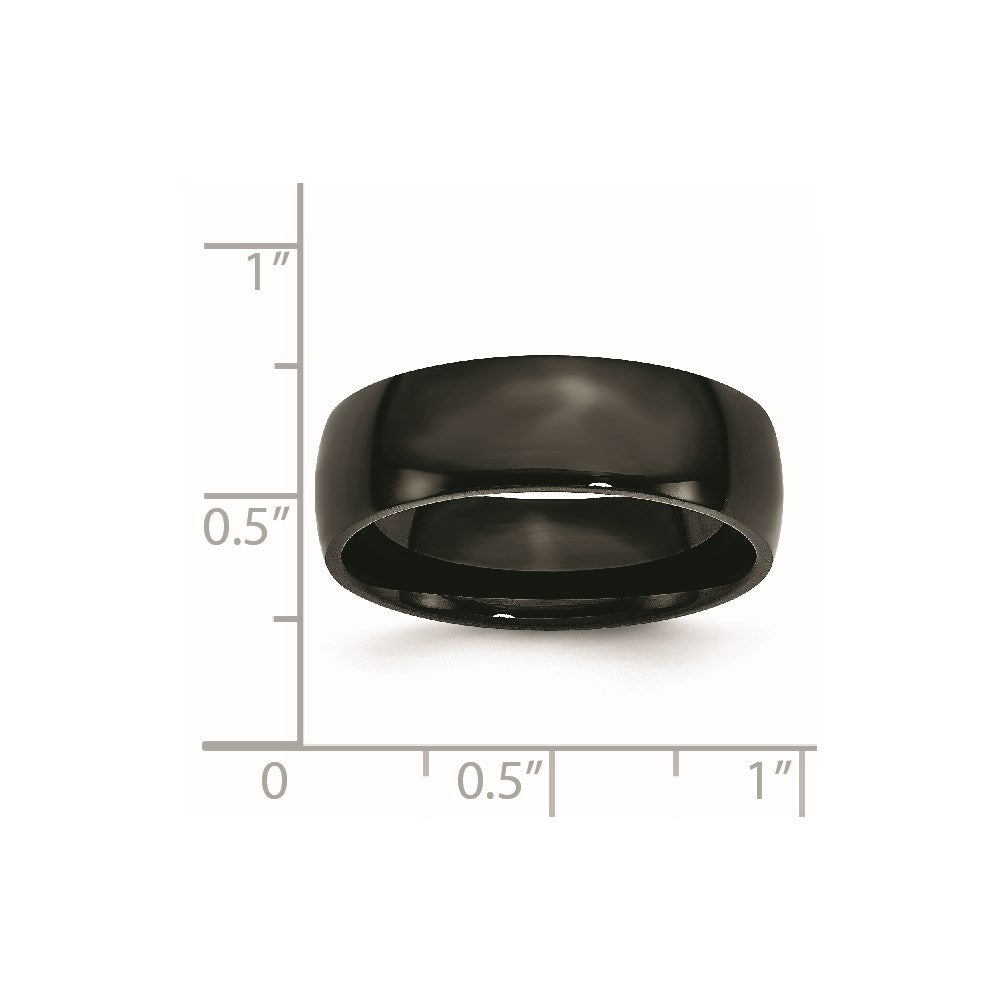 Stainless Steel 7mm Black IP-plated Polished Band