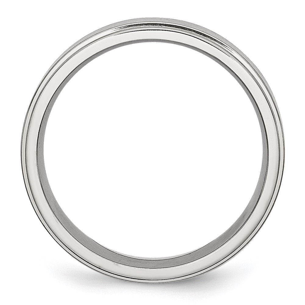Stainless Steel Polished w/Brushed Center 6mm Ridged Edge Band