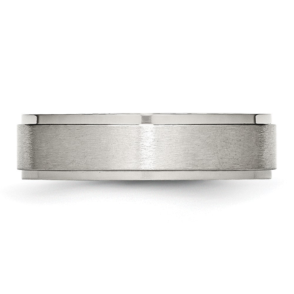 Stainless Steel Polished w/Brushed Center 6mm Ridged Edge Band