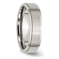 Stainless Steel Polished w/Brushed Center 6mm Ridged Edge Band