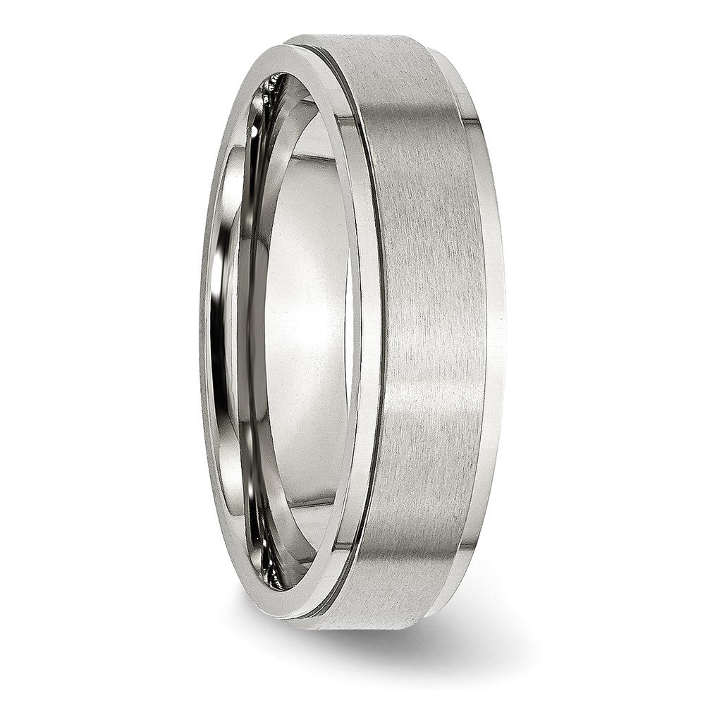 Stainless Steel Polished w/Brushed Center 6mm Ridged Edge Band