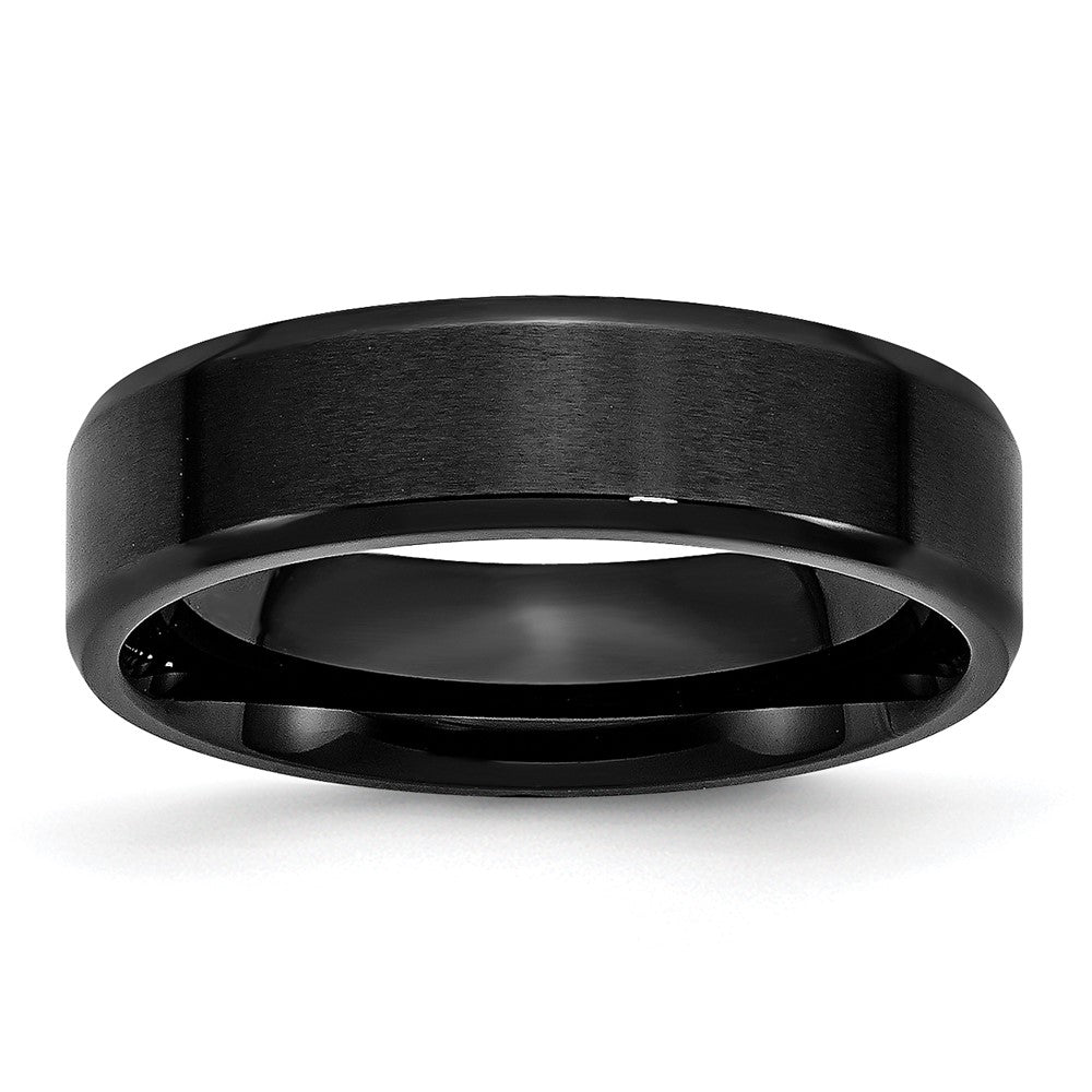 Stainless Steel Polished Brushed Center Black IP 6mm Beveled Edge Band