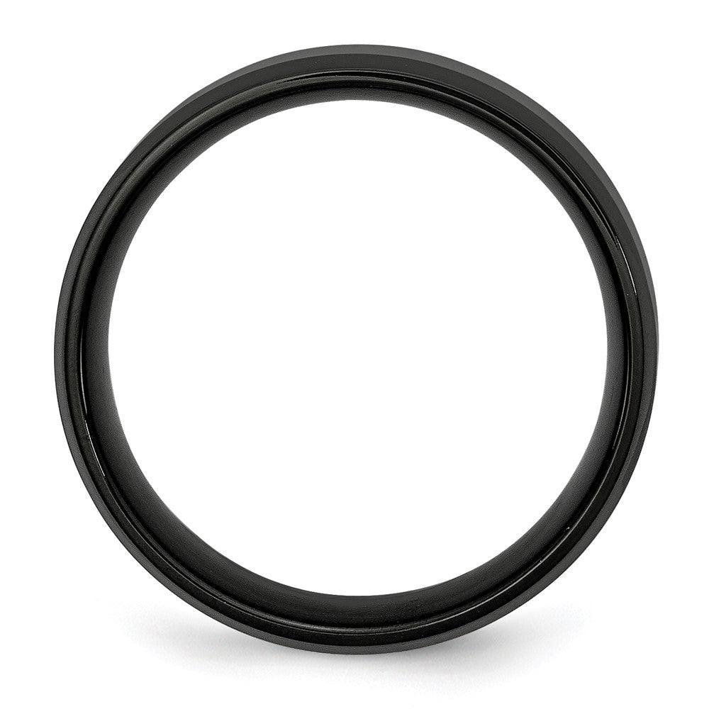 Stainless Steel Polished Brushed Center Black IP 8mm Beveled Edge Band
