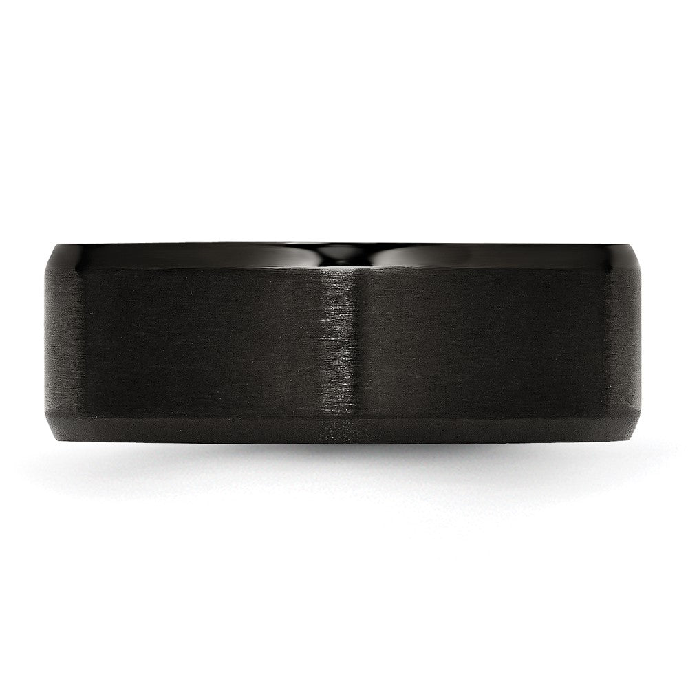 Stainless Steel Polished Brushed Center Black IP 8mm Beveled Edge Band