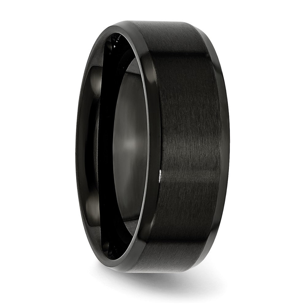 Stainless Steel Polished Brushed Center Black IP 8mm Beveled Edge Band