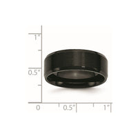 Stainless Steel Polished Brushed Center Black IP 8mm Beveled Edge Band