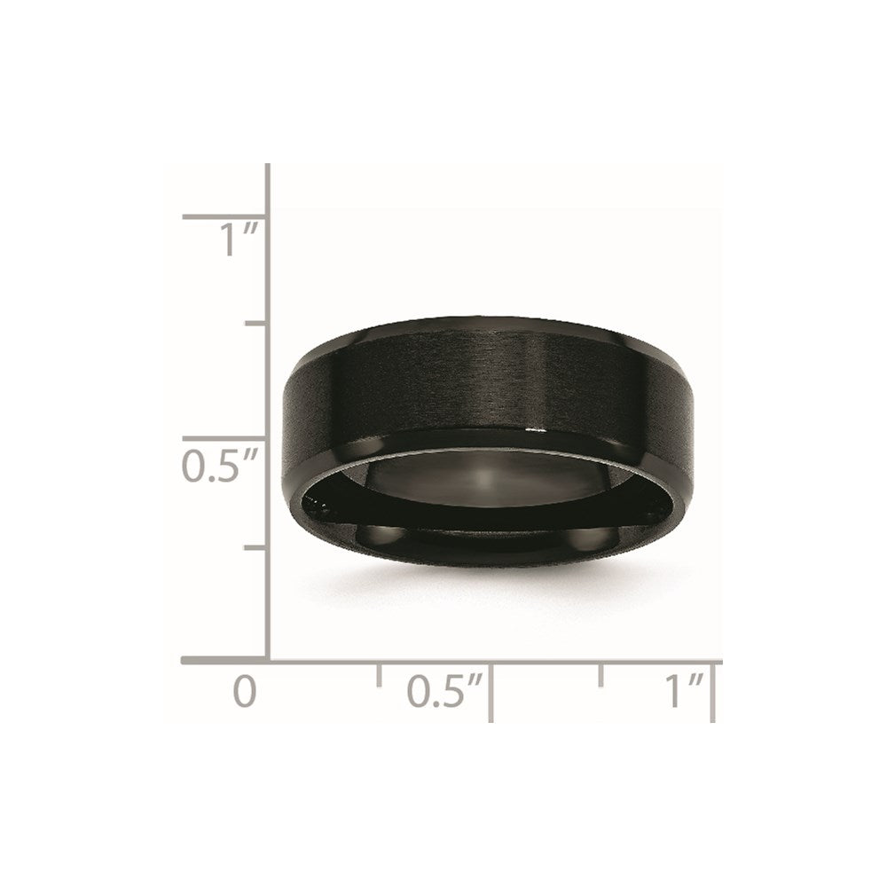 Stainless Steel Polished Brushed Center Black IP 8mm Beveled Edge Band