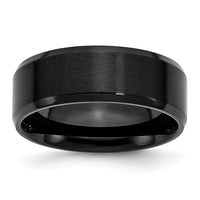 Stainless Steel Polished Brushed Center Black IP 8mm Beveled Edge Band