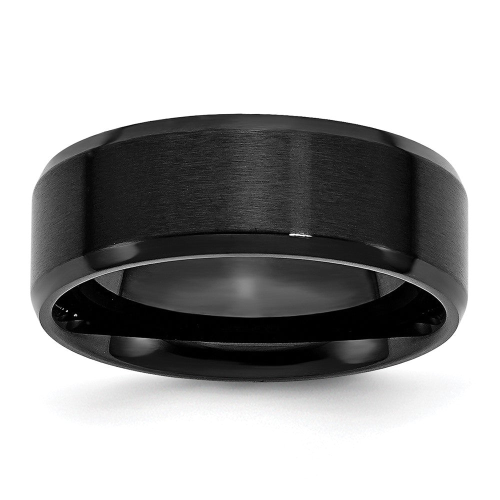 Stainless Steel Polished Brushed Center Black IP 8mm Beveled Edge Band
