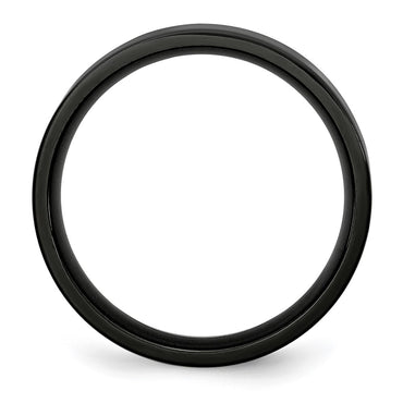 Stainless Steel 5mm Black IP-plated Polished Flat Band