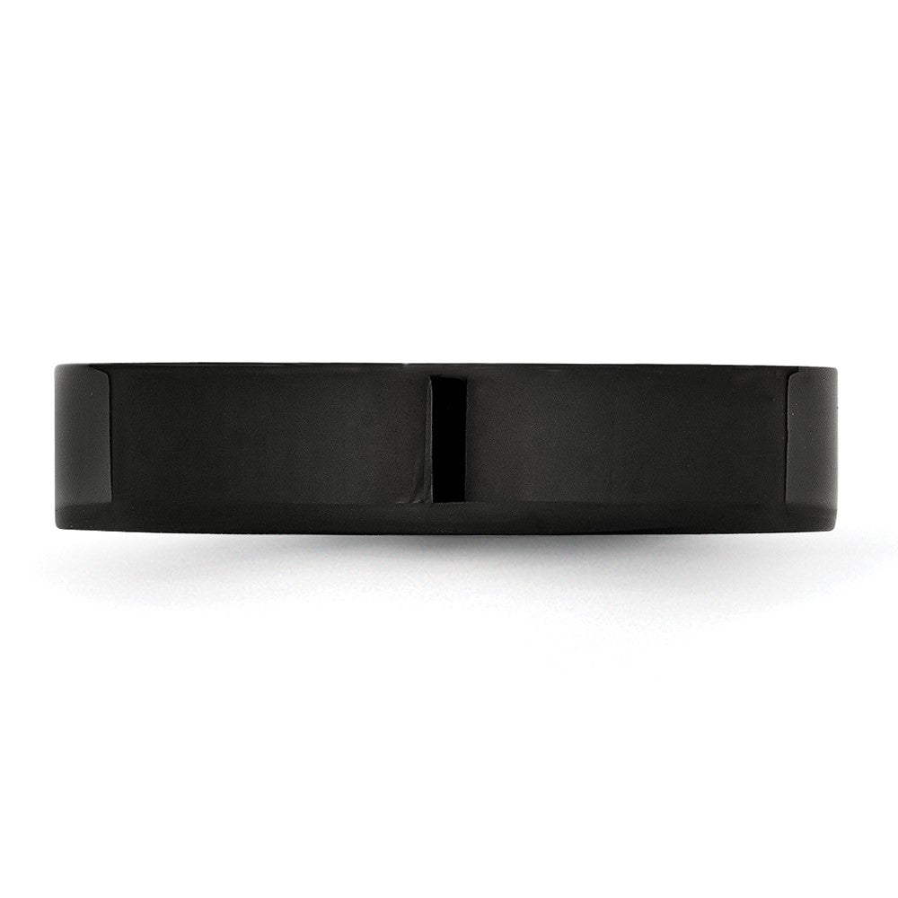 Stainless Steel 5mm Black IP-plated Polished Flat Band