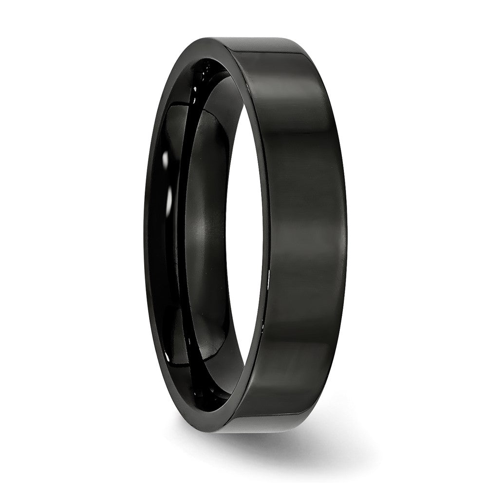 Stainless Steel 5mm Black IP-plated Polished Flat Band