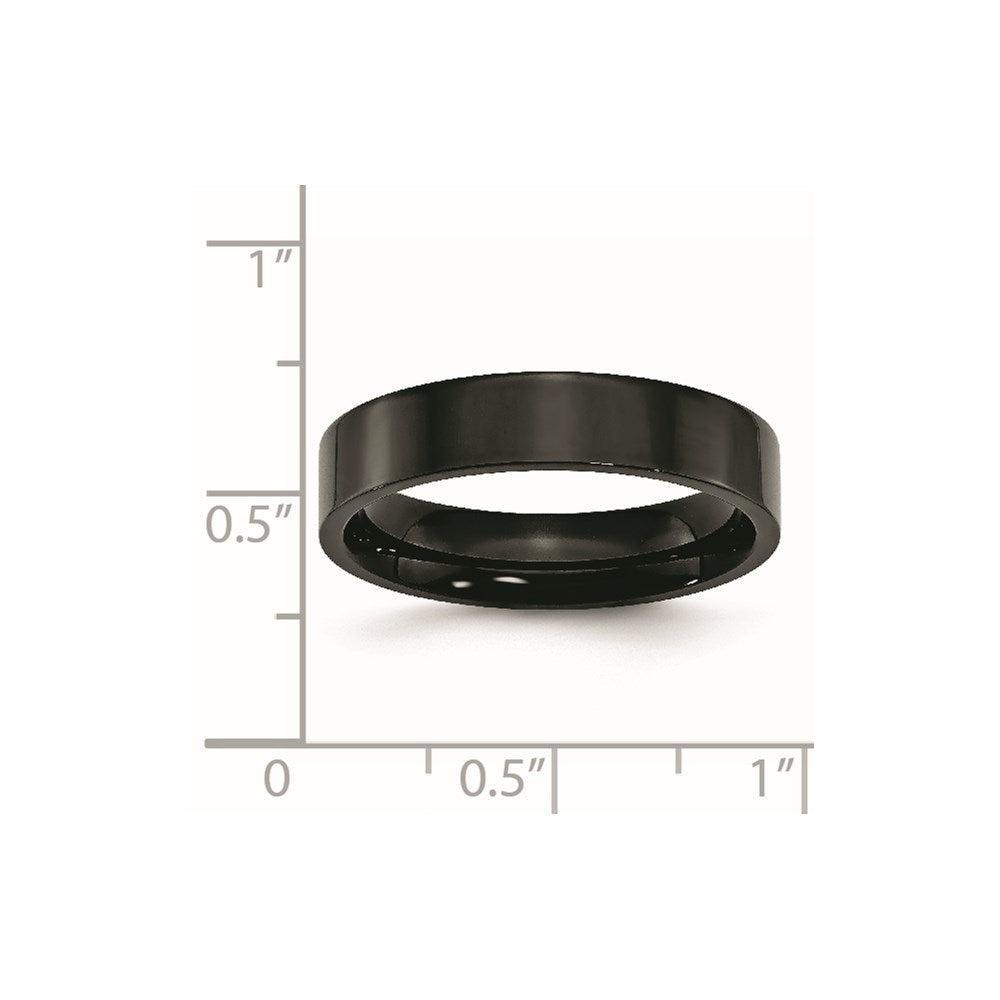 Stainless Steel 5mm Black IP-plated Polished Flat Band
