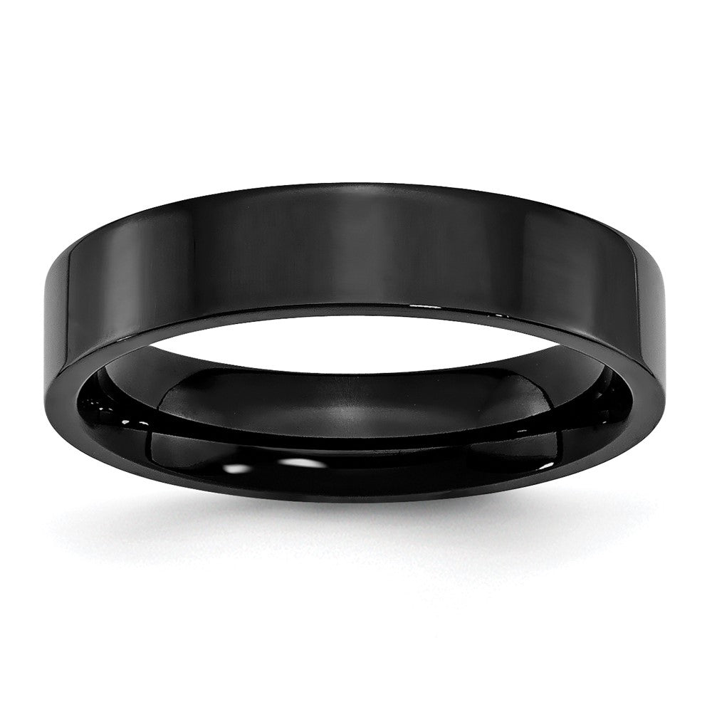 Stainless Steel 5mm Black IP-plated Polished Flat Band