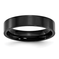 Stainless Steel 5mm Black IP-plated Polished Flat Band