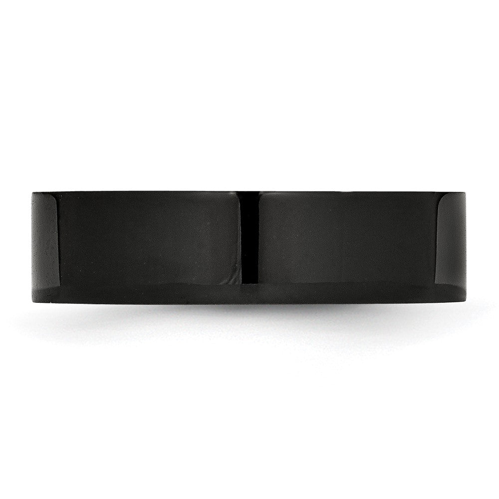 Stainless Steel 6mm Black IP-plated Polished Flat Band