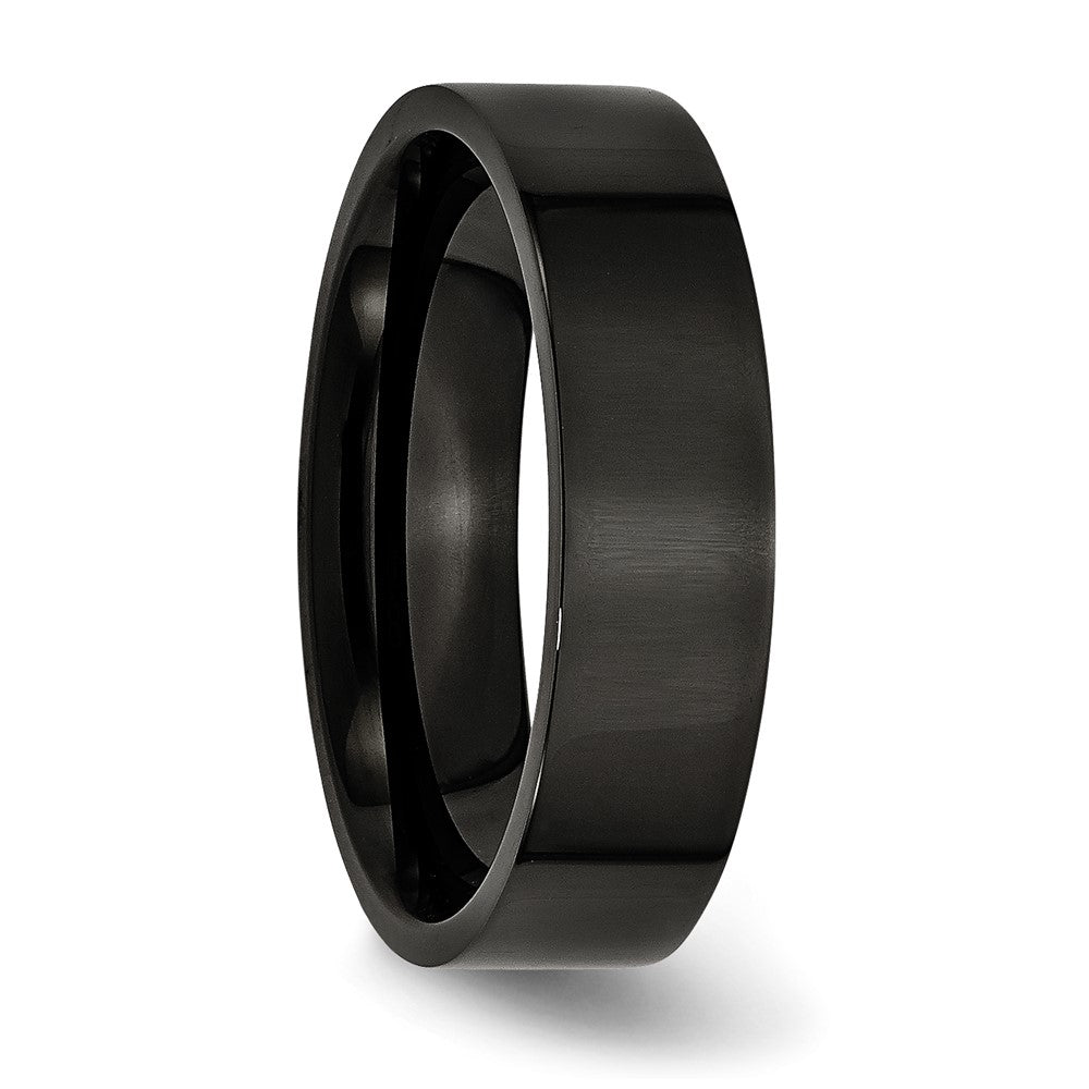 Stainless Steel 6mm Black IP-plated Polished Flat Band