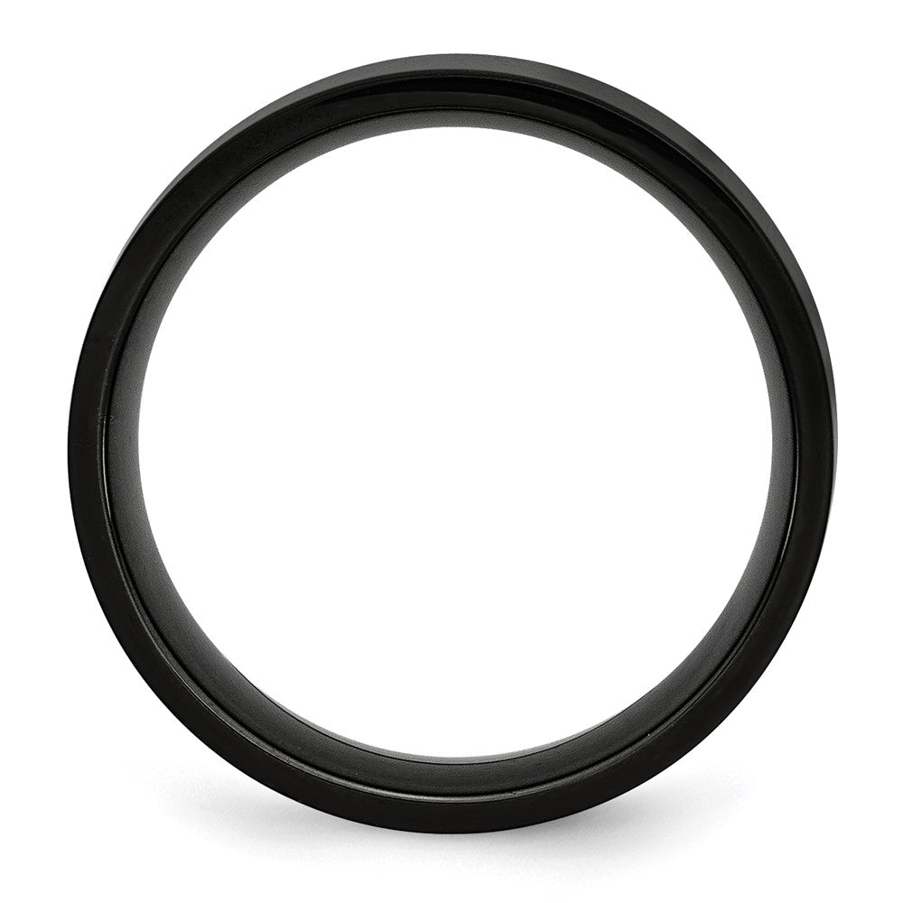 Stainless Steel 8mm Black IP-plated Polished Flat Band