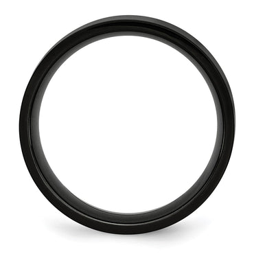 Stainless Steel 8mm Black IP-plated Polished Flat Band