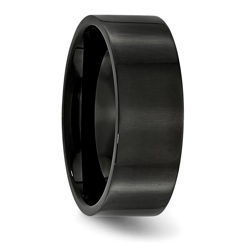 Stainless Steel 8mm Black IP-plated Polished Flat Band