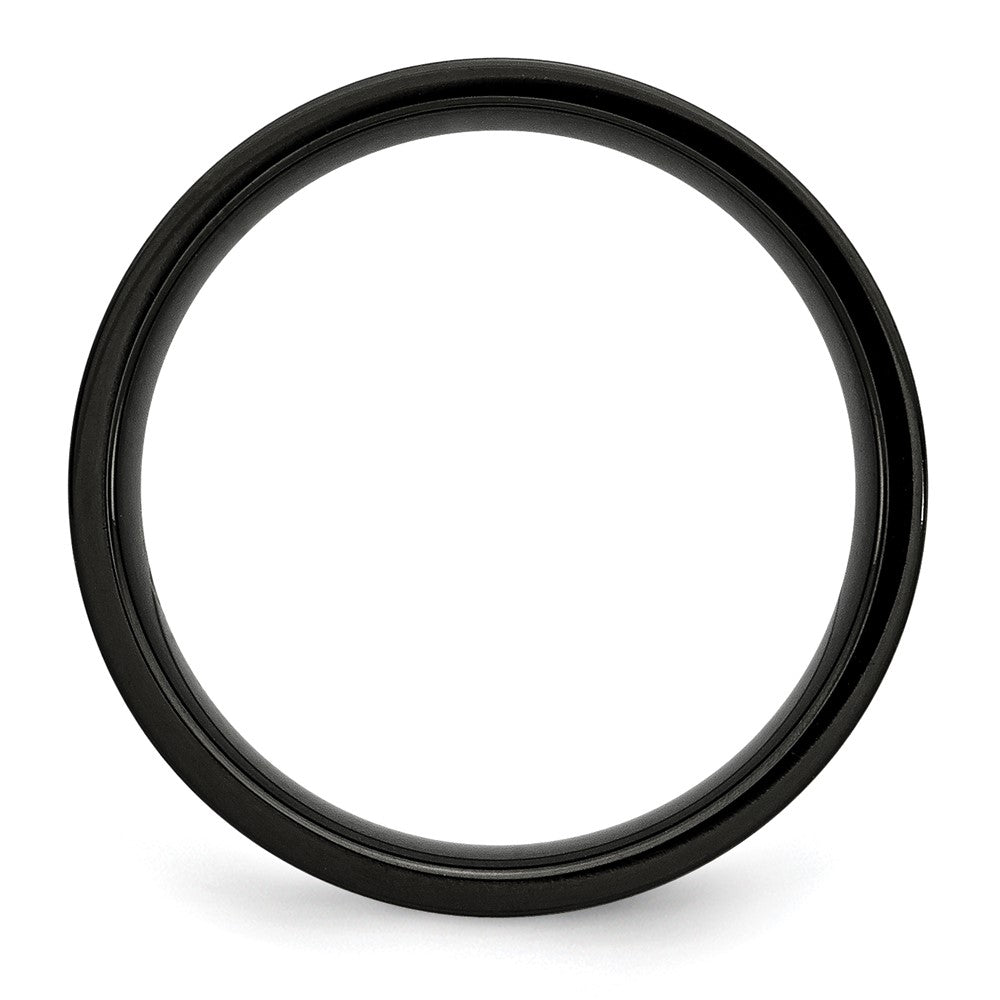Stainless Steel 5mm Black IP-plated Brushed Flat Band