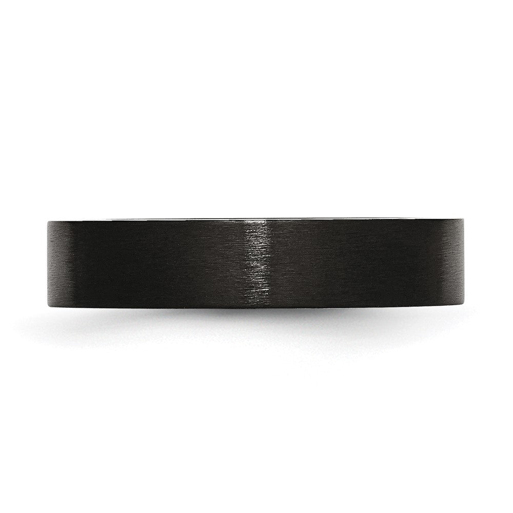 Stainless Steel 5mm Black IP-plated Brushed Flat Band