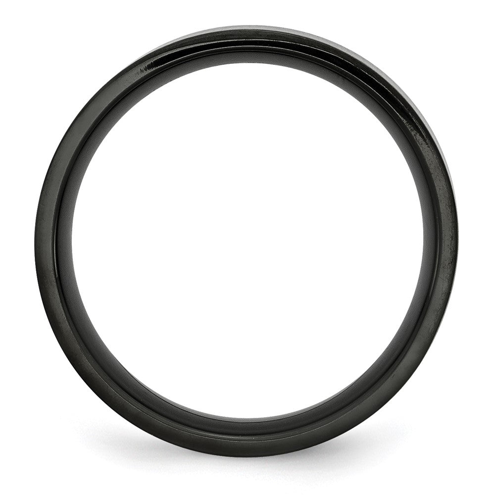 Stainless Steel 6mm Black IP-plated Brushed Flat Band