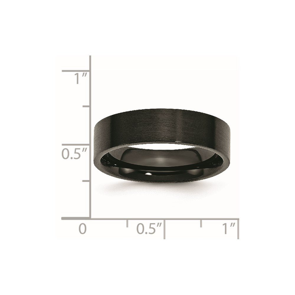 Stainless Steel 6mm Black IP-plated Brushed Flat Band