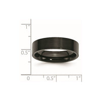 Stainless Steel 6mm Black IP-plated Brushed Flat Band