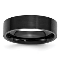 Stainless Steel 6mm Black IP-plated Brushed Flat Band