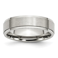 Stainless Steel Polished w/Brushed Center 6mm Ridged Edge Band