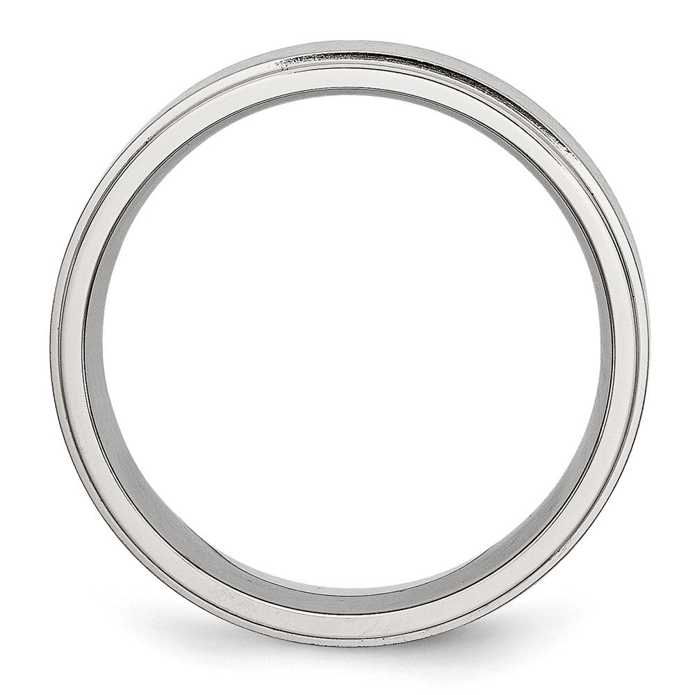 Stainless Steel Polished w/Brushed Center 7mm Ridged Edge Band