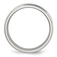 Stainless Steel Polished w/Brushed Center 7mm Ridged Edge Band