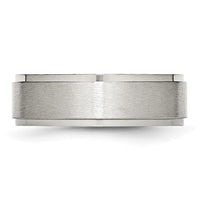 Stainless Steel Polished w/Brushed Center 7mm Ridged Edge Band